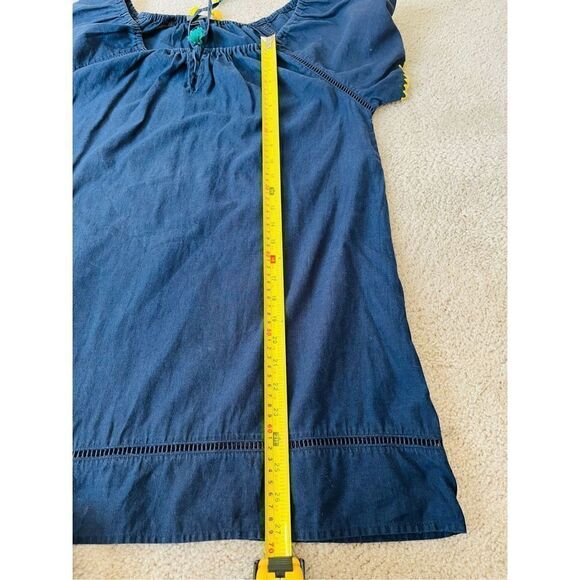 Women's J Crew Navy Boho Shift Dress Cover Up Tassel Tie Size M - Picture 9 of 10